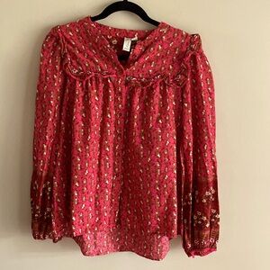 Joie • pink button down peasant top